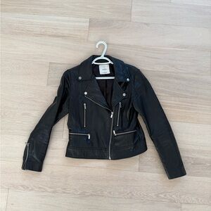Mango Midnight Leather Moto Jacket